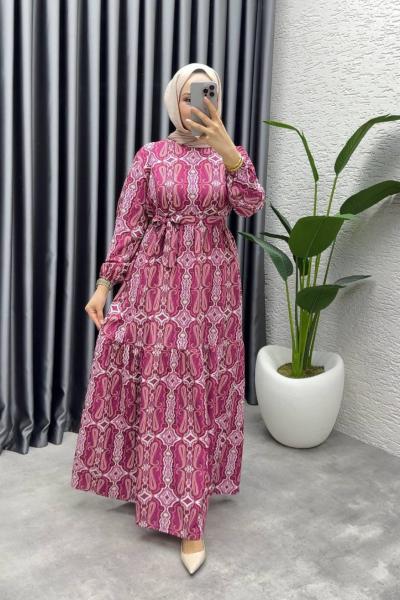 GÜLCAN KEMERLİ MANGO ELBİSE Bordo