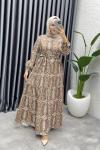 GÜLCAN KEMERLİ MANGO ELBİSE Kahverengi