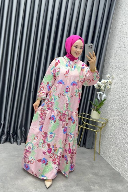 GÜLLÜ MANGO ELBİSE Pembe