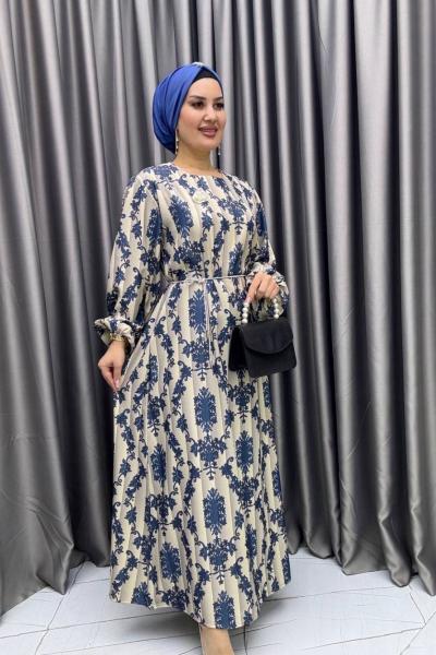 GÜLYAR Elbise krep Mavi