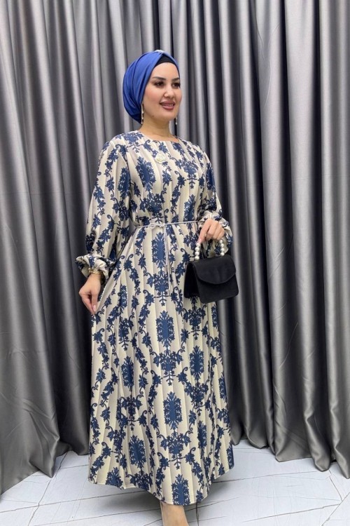 GÜLYAR Elbise krep Mavi