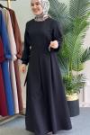 Harika Kuşaklı Elbise Siyah