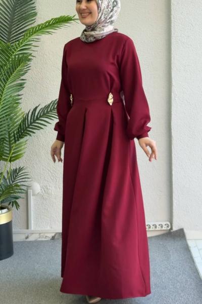 Harika Kuşaklı Elbise Kırmızı