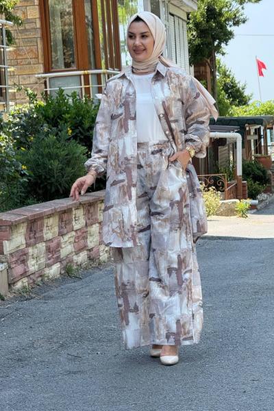 Hasret Pantolonlu Tunik Takım Sütlü Kahve