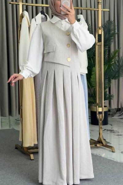 Hümeyra Elbise Krem