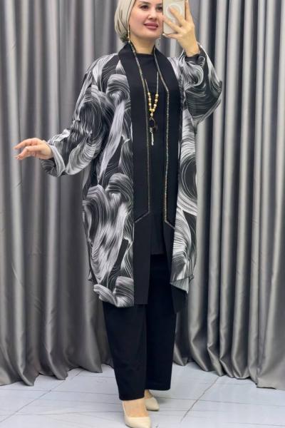 İzabel 3 lü Takım Siyah Beyaz