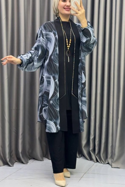 İzabel 3 lü Takım Gri