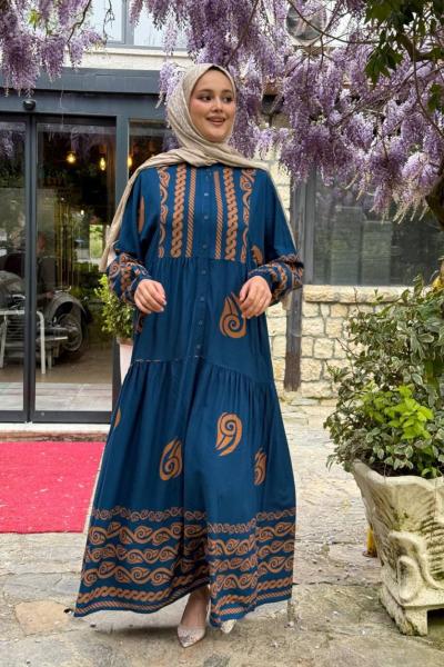 Karam viskon elbise Mavi