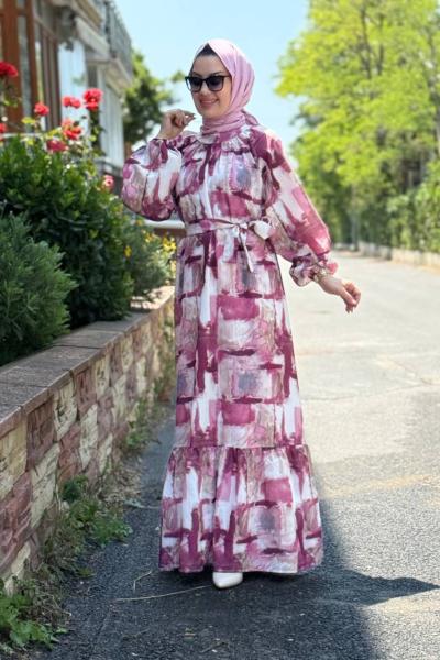 Karen Kemerli Elbise Kırmızı