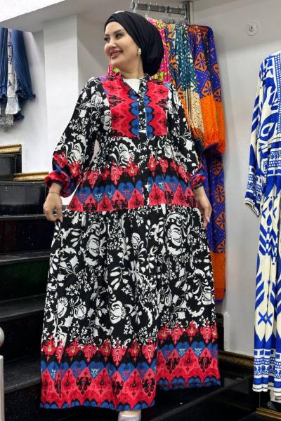 Lena elbise Siyah Kırmızı