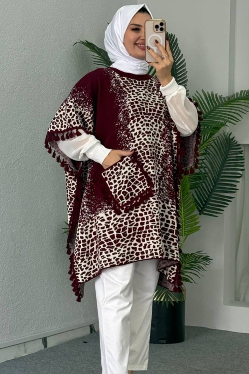 Leopar Desenli Panço Bordo