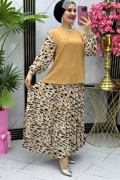 Leopar etekli takım  etekli takım Turuncu