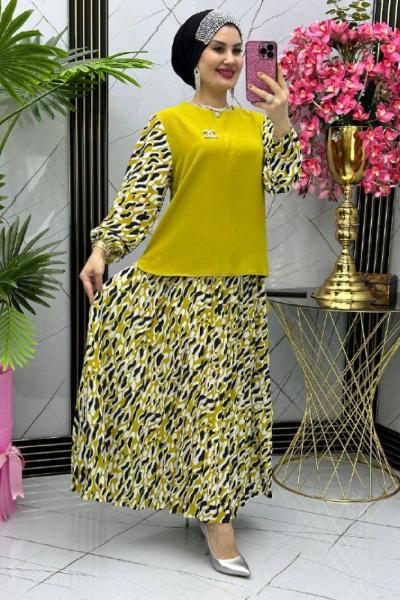 Leopar etekli takım  etekli takım Yağ Yeşili