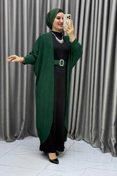 LİNDA HIRKALI ELBİSE İKİLİ TAKIM Zümrüt