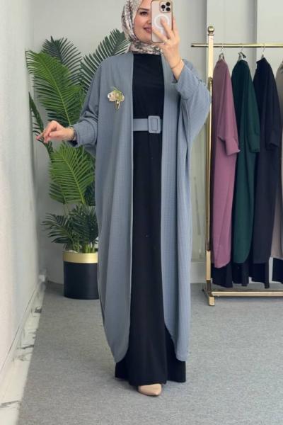 LİNDA HIRKALI ELBİSE İKİLİ TAKIM Gri