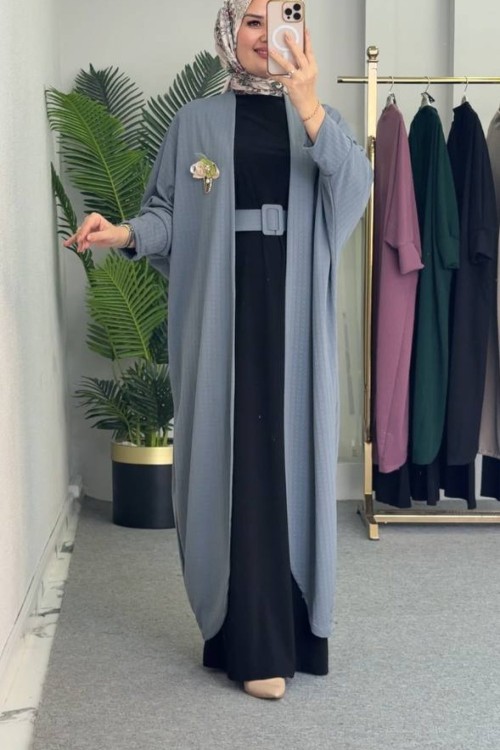 LİNDA HIRKALI ELBİSE İKİLİ TAKIM Gri