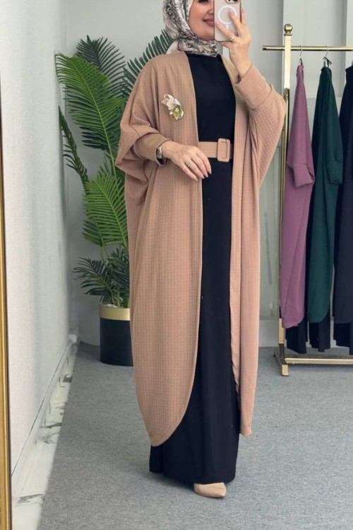 LİNDA HIRKALI ELBİSE İKİLİ TAKIM Taba