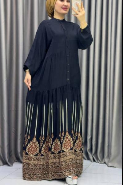 Luna Viskon Elbise Siyah