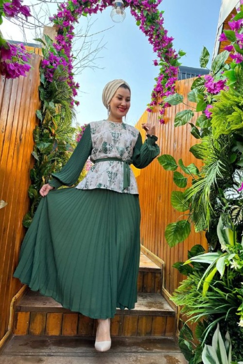 Masal etekli takım etekli takım Koyu Yeşil