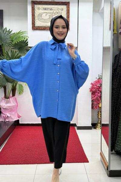 Merve gömlekli takım Mavi