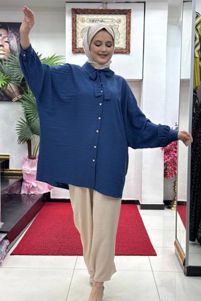 Merve gömlekli takım İndigo