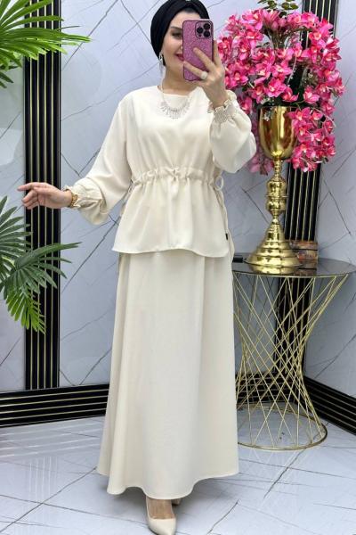 Mevlana etekli takım  etekli takım Krem