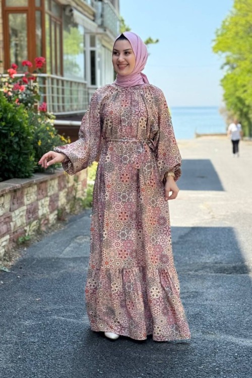 Mirla Kemerli Elbise Taba