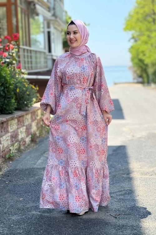 Mirla Kemerli Elbise Pembe