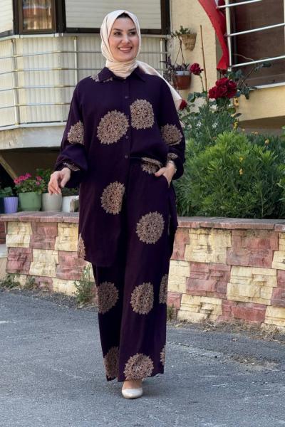 Nazlı Pantolonlu Tunik Takımı Mürdüm