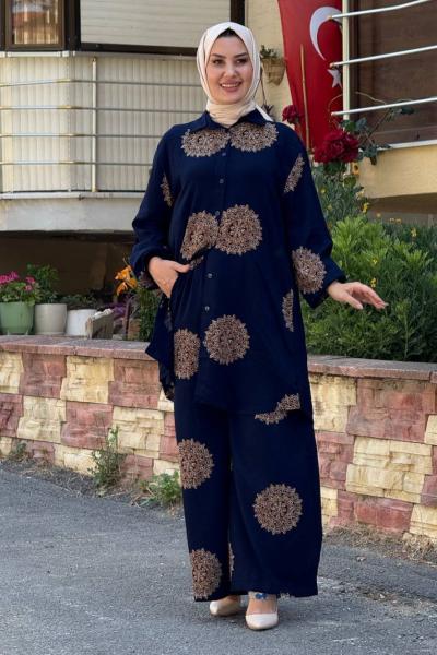 Nazlı Pantolonlu Tunik Takımı Lacivert