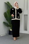 Nergis Çiçekli Etekli Takım Anadolu Siyahı