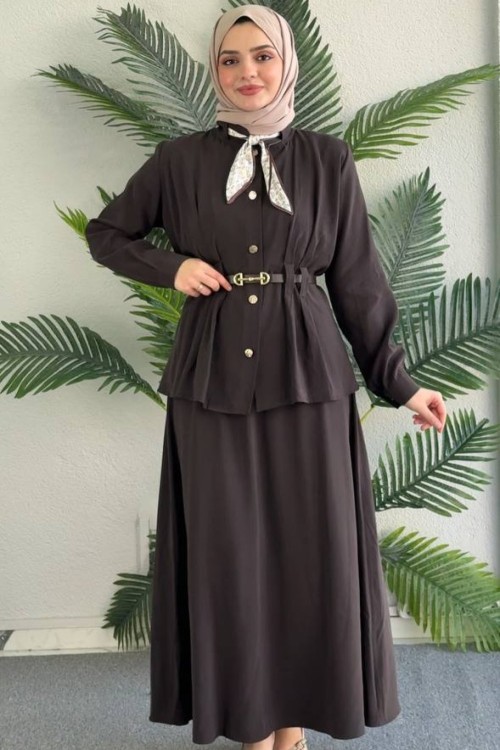 Orkide Etekli Takım Kahverengi