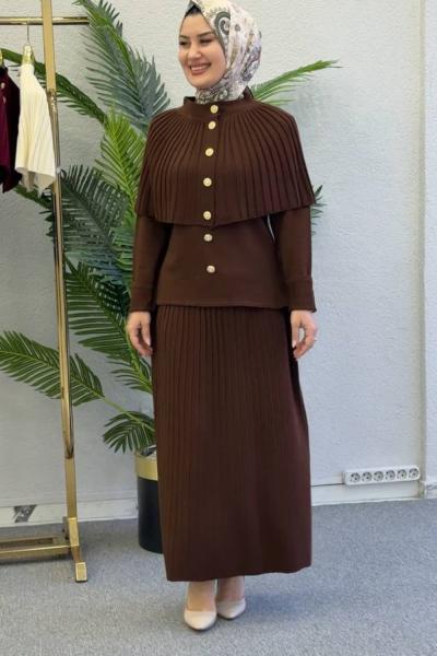 Özel tasarım üçlü takım Kahverengi