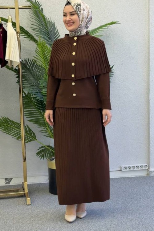 Özel tasarım üçlü takım Kahverengi