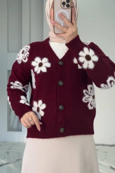 Papatya Hırka Bordo