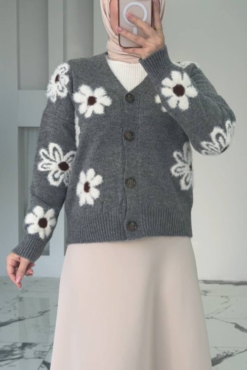 Papatya Hırka Füme