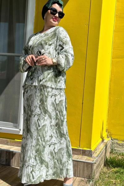 Papatya pliseli elbise elbise Haki