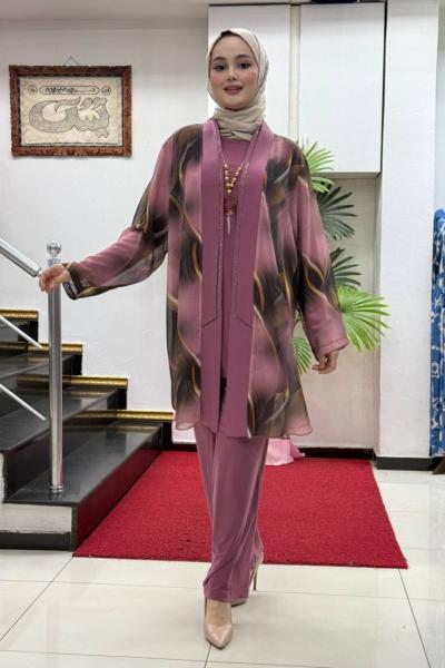 prenses 3 lü Takım şifon sandy Pembe