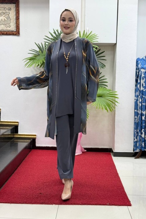 prenses 3 lü Takım şifon sandy Füme