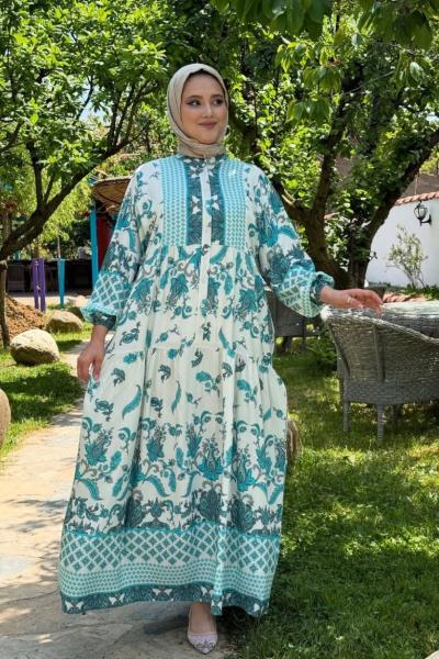 ROZA﻿ Visk﻿on Elbise Turkuaz