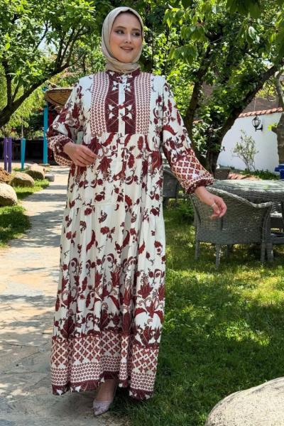 ROZA﻿ Visk﻿on Elbise Bordo