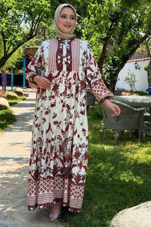 ROZA﻿ Visk﻿on Elbise Bordo