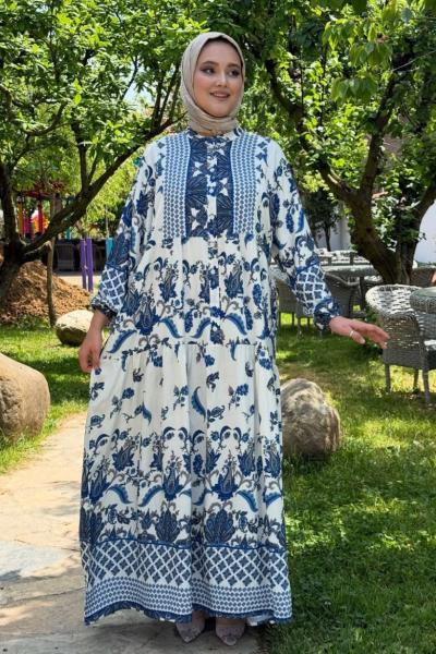 ROZA﻿ Visk﻿on Elbise Gök Mavi