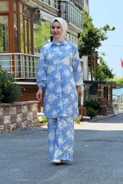 Şahane Pantolonlu Tunik Takım Mavi