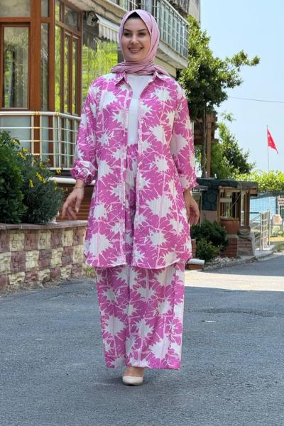 Şahane Pantolonlu Tunik Takım Pembe