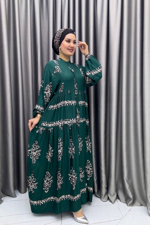 Sahra Viskon Elbise Zümrüt