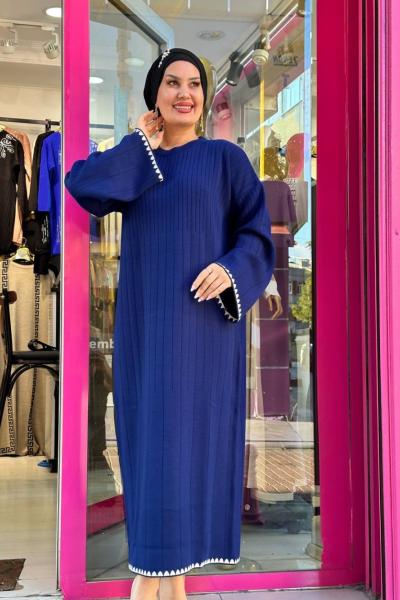 Salem Triko Elbise Saks Mavisi