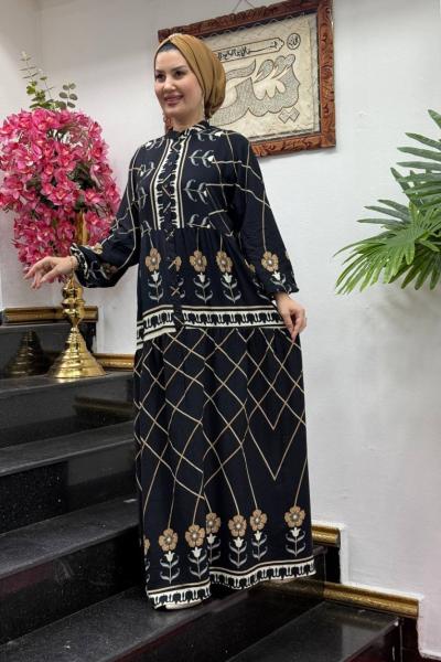 seçkil viskon elbise Siyah