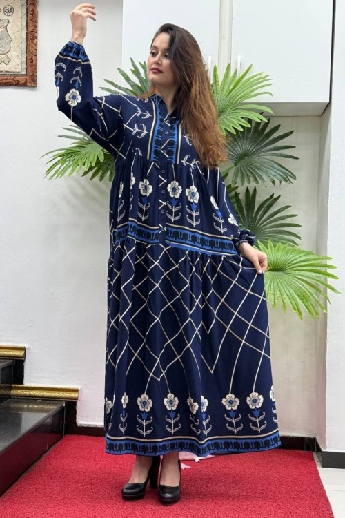 seçkil viskon elbise Lacivert