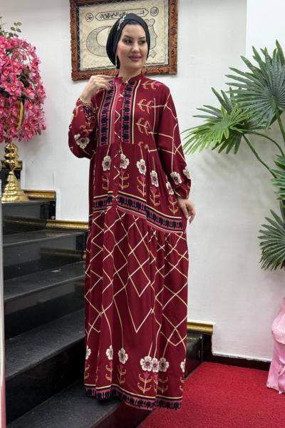 seçkil viskon elbise Bordo